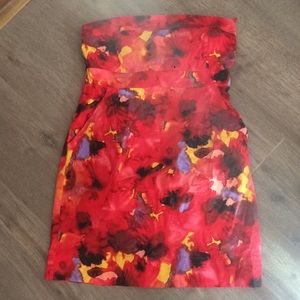 Large floral print Strapless Dress